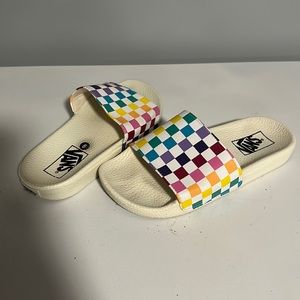 Vans girls youth checkerboard rainbow slides size 6